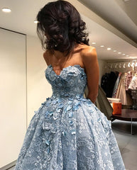 Amazing Gray Lace Sweetheart Lace Prom Dresses Front Short Long Back