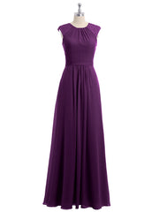 Chiffon and Lace Open Back Full Length Dress Grape