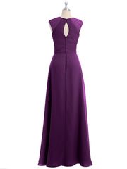 Chiffon and Lace Open Back Full Length Dress Grape