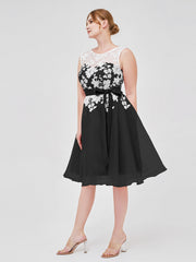 Illusion Neck Organza with Ivory Lace Appliqued Black