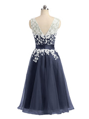 Illusion Neck Organza with Ivory Lace Appliqued Dark Navy Plus Size
