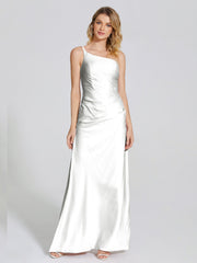 One Shoulder Soft Satin Prom Dresses