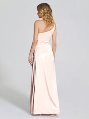 One Shoulder Soft Satin Prom Dresses