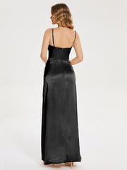 Spaghetti Straps Soft Satin Prom Dresses
