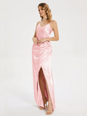 Spaghetti Straps Soft Satin Prom Dresses
