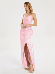 Spaghetti Straps Soft Satin Prom Dresses
