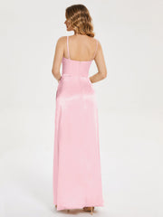 Spaghetti Straps Soft Satin Prom Dresses