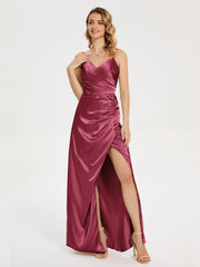 Spaghetti Straps Soft Satin Prom Dresses