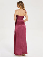 Spaghetti Straps Soft Satin Prom Dresses
