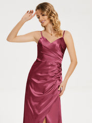 Spaghetti Straps Soft Satin Prom Dresses