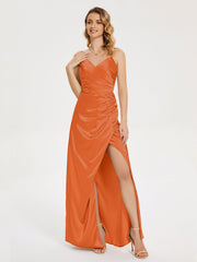 Spaghetti Straps Soft Satin Prom Dresses