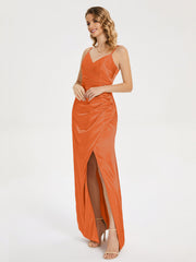 Spaghetti Straps Soft Satin Prom Dresses