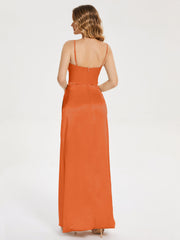 Spaghetti Straps Soft Satin Prom Dresses
