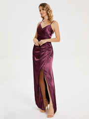 Spaghetti Straps Soft Satin Prom Dresses