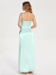 Spaghetti Straps Soft Satin Prom Dresses