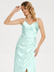 Spaghetti Straps Soft Satin Prom Dresses