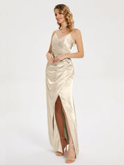 Spaghetti Straps Soft Satin Prom Dresses
