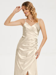 Spaghetti Straps Soft Satin Prom Dresses