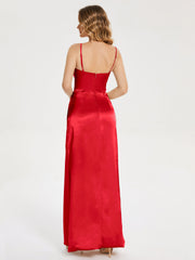 Spaghetti Straps Soft Satin Prom Dresses
