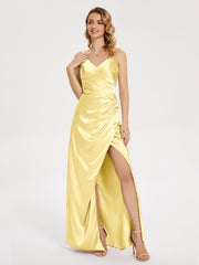 Spaghetti Straps Soft Satin Prom Dresses