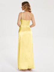 Spaghetti Straps Soft Satin Prom Dresses