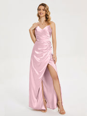 Spaghetti Straps Soft Satin Prom Dresses