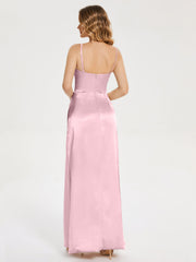 Spaghetti Straps Soft Satin Prom Dresses
