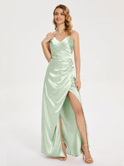 Spaghetti Straps Soft Satin Prom Dresses
