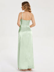 Spaghetti Straps Soft Satin Prom Dresses