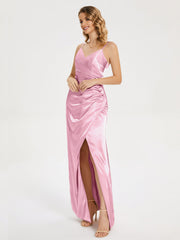 Spaghetti Straps Soft Satin Prom Dresses