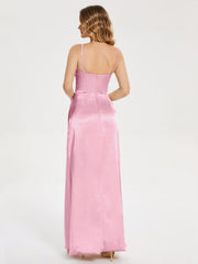 Spaghetti Straps Soft Satin Prom Dresses