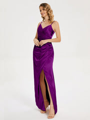 Spaghetti Straps Soft Satin Prom Dresses