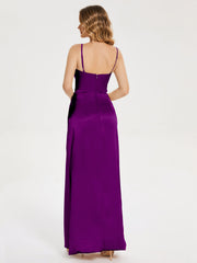 Spaghetti Straps Soft Satin Prom Dresses