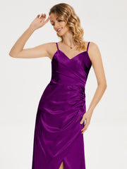 Spaghetti Straps Soft Satin Prom Dresses