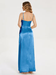Spaghetti Straps Soft Satin Prom Dresses