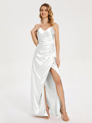 Spaghetti Straps Soft Satin Prom Dresses