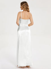 Spaghetti Straps Soft Satin Prom Dresses