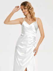 Spaghetti Straps Soft Satin Prom Dresses