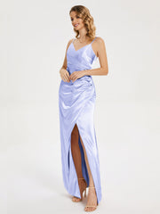 Spaghetti Straps Soft Satin Prom Dresses