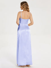 Spaghetti Straps Soft Satin Prom Dresses