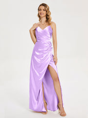 Spaghetti Straps Soft Satin Prom Dresses