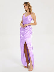 Spaghetti Straps Soft Satin Prom Dresses
