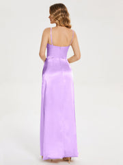 Spaghetti Straps Soft Satin Prom Dresses