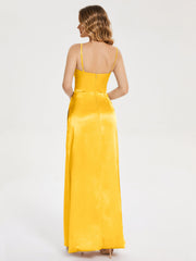 Spaghetti Straps Soft Satin Prom Dresses