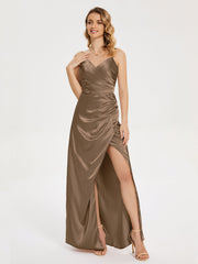Spaghetti Straps Soft Satin Prom Dresses