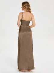 Spaghetti Straps Soft Satin Prom Dresses