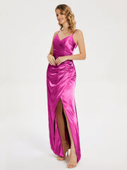 Spaghetti Straps Soft Satin Prom Dresses