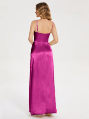 Spaghetti Straps Soft Satin Prom Dresses