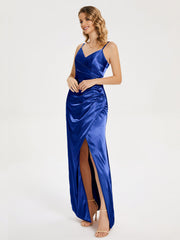 Spaghetti Straps Soft Satin Prom Dresses