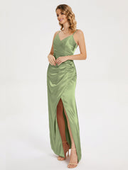 Spaghetti Straps Soft Satin Prom Dresses